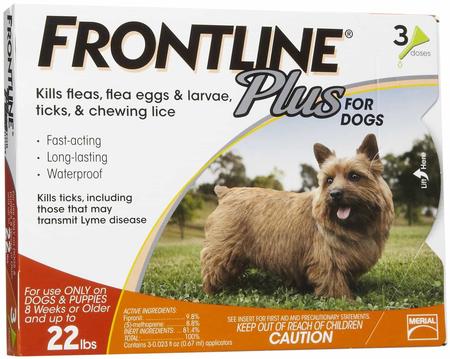 FRONTLINE Plus Flea Tick 5 To 22 Lb, 3PK