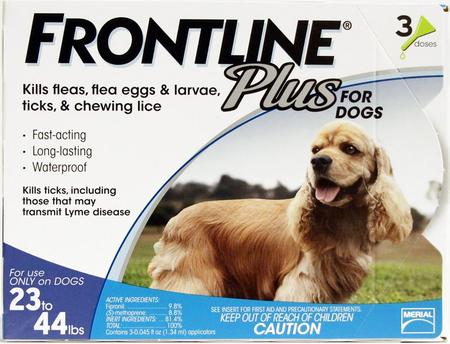 FRONTLINE Plus Flea Tick 23 To 44 Lb, 3PK