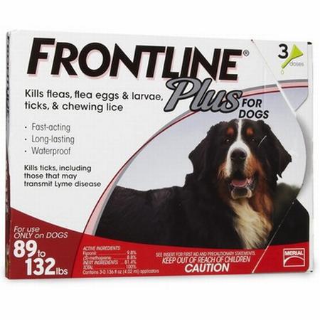 FRONTLINE Plus Flea Tick 89 To 132 Lb, 3PK