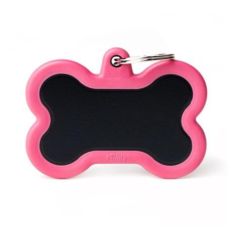 MYFAMILY Aluminum Bone Tag, XL, Black Pink