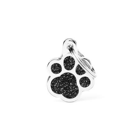 Black Glitter Paw Tag