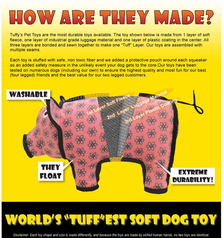 Tuffy Barnyard Pig Dog Toy Bend Pet
