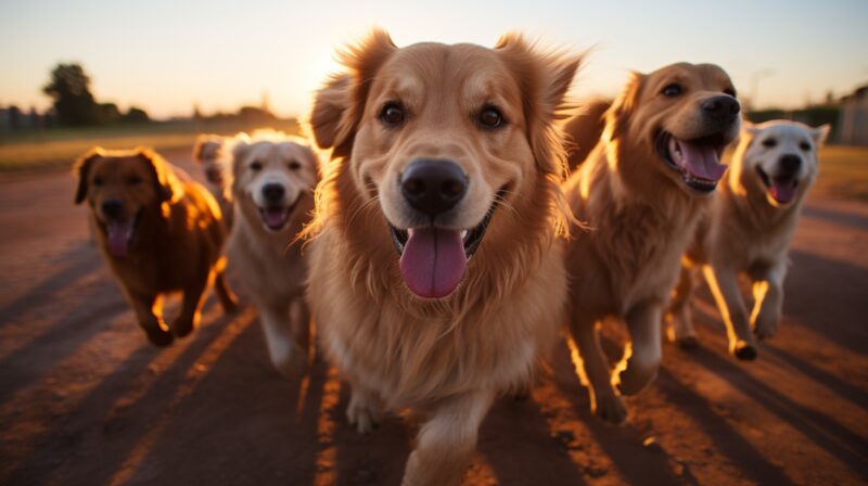 happy dogs running